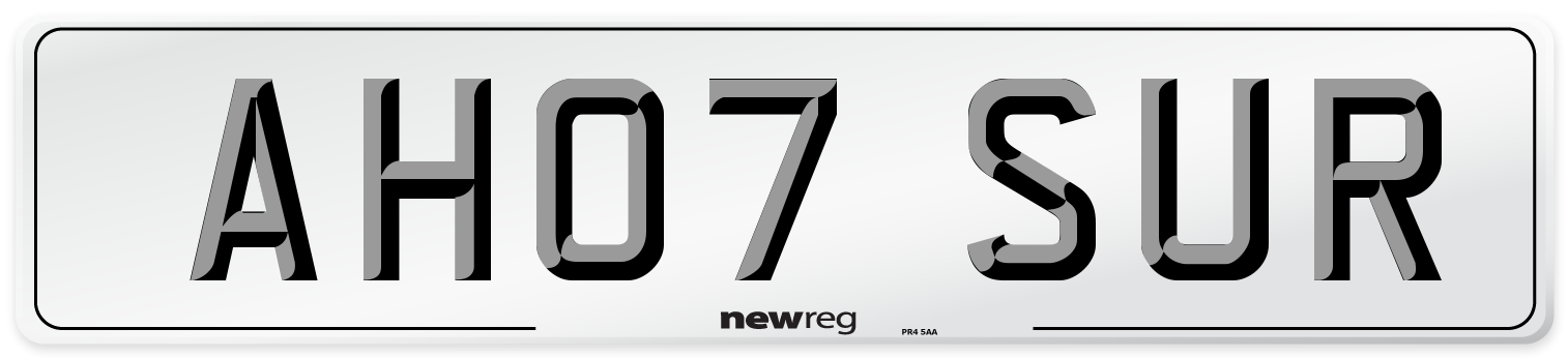 AH07 SUR Number Plate from New Reg